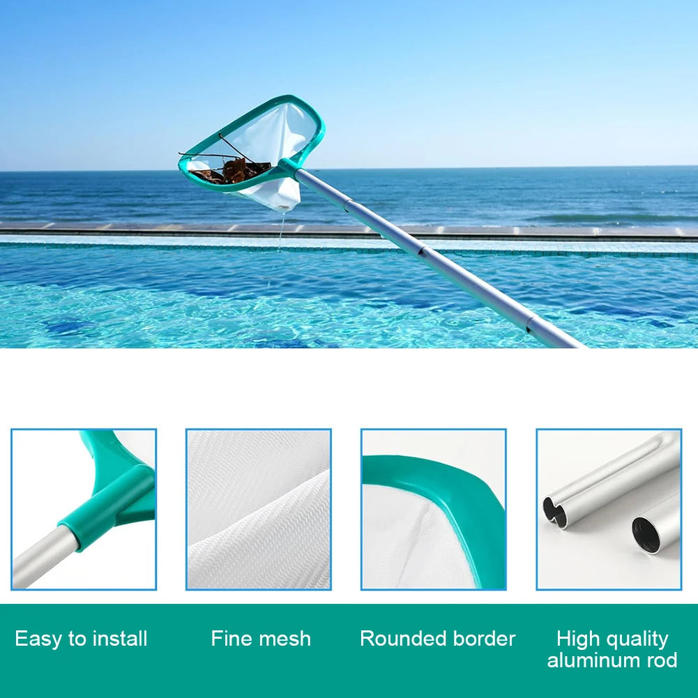 Pool Skimmer Net with Aluminum Alloy Pole Swimming Pool Leaf Skimmer Net Ultra Fine Mesh Pool Nets for Cleaning Leaves Debris