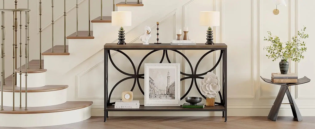 Narrow Sofa Table 47.2 Inch,Industrial Sofa Table Behind Couch,Vintage Entry Console Table with Storage for Entryway,Living Room