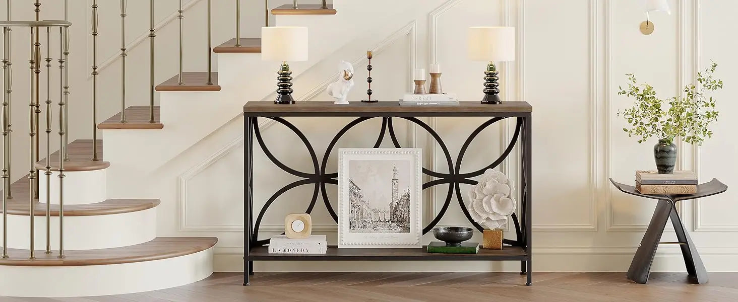 Narrow Sofa Table 47.2 Inch,Industrial Sofa Table Behind Couch,Vintage Entry Console Table with Storage for Entryway,Living Room