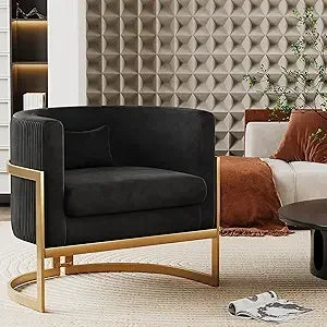 Upholstered Velvet Accent Barrel Arm Chair