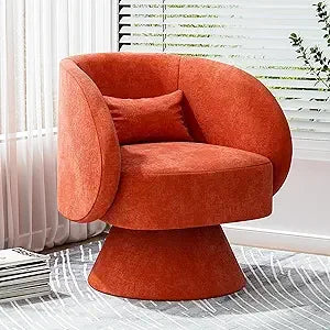 Swivel Barrel Chair, 360 Degree Modern Small Round Boucle Sherpa Swivel