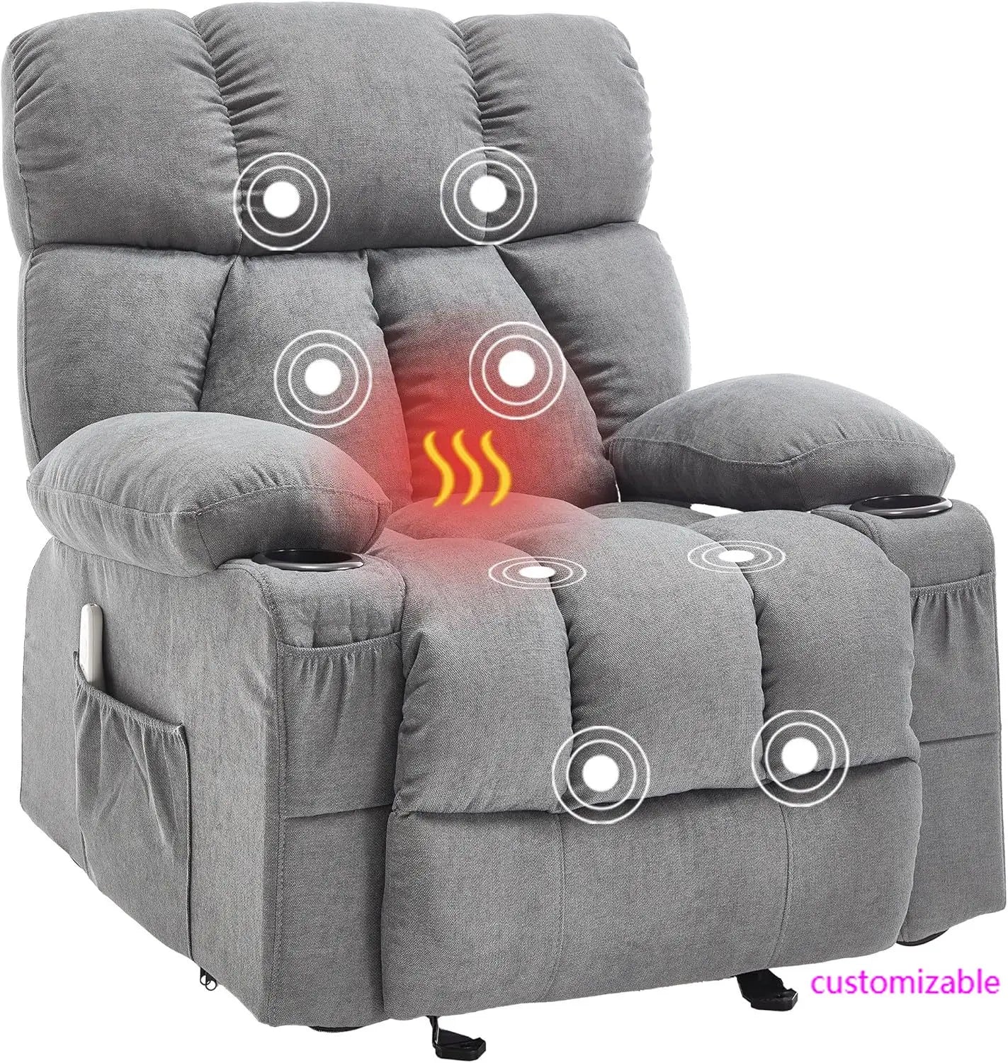 Massage Rocker Recliner Chair with Heat and Vibration, Ergonomic Rocking Lounge Chair , Comfy Overstuffed Recliner