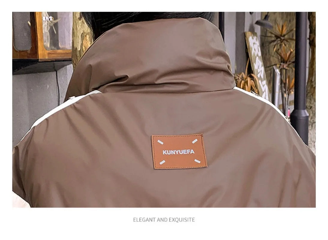 Y2K American New PU Fashion Solid Color Stitching Short Leisure Sports Cotton-padded Jacket Female Joker Loose Leather Coat