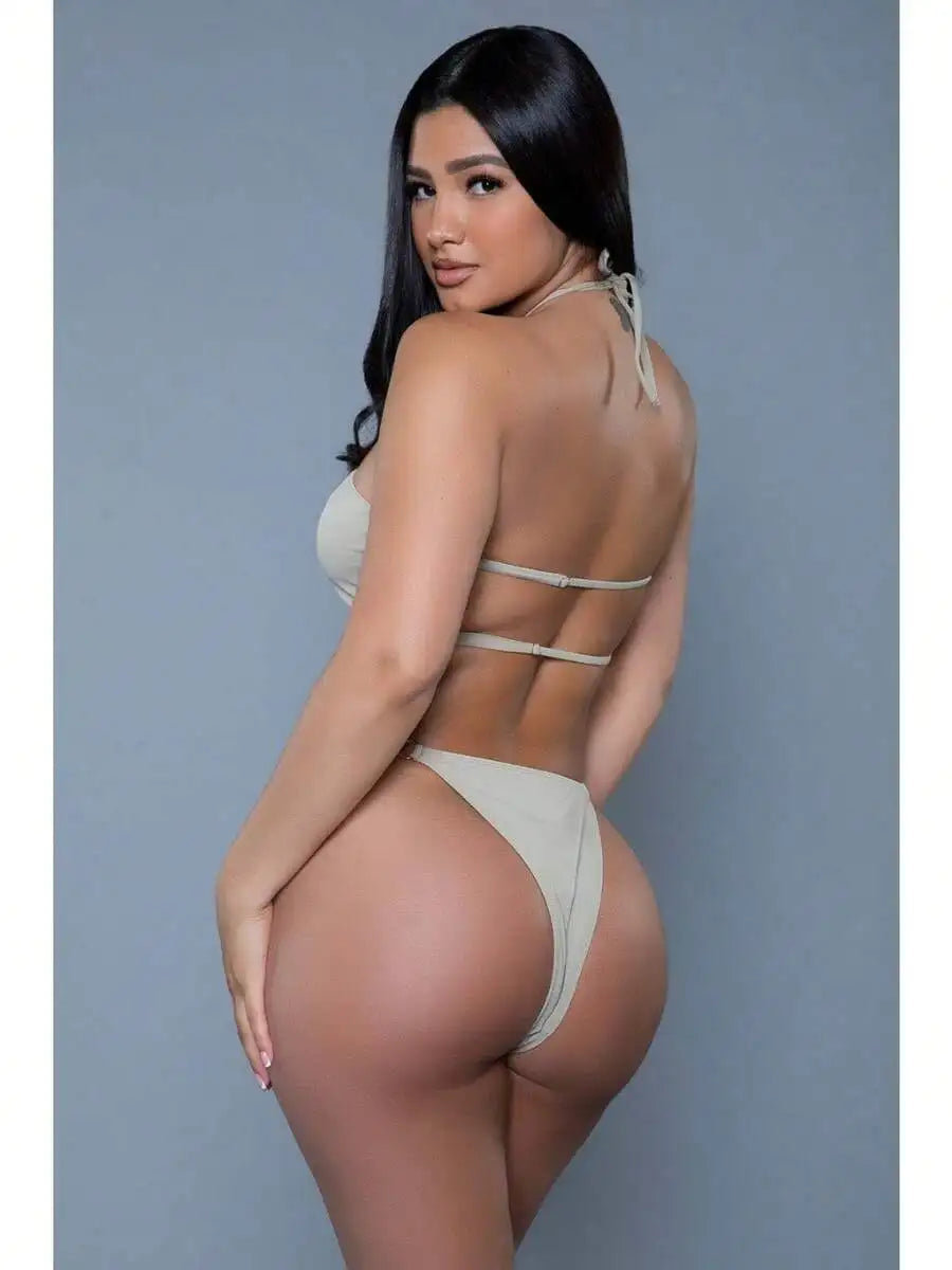 Womens One-Piece Swimsuit With Cutout And Strappy Halter Neck