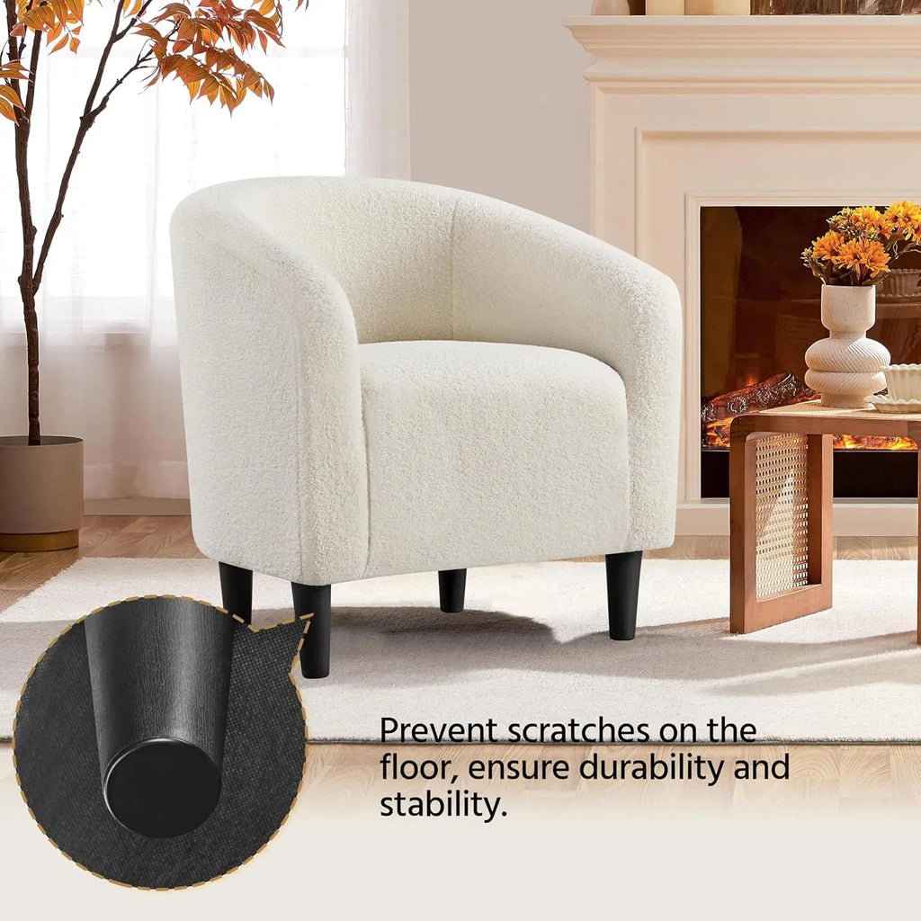 Barrel Chairs, Furry Accent Chairs, Sherpa Chairs with Soft Padded Armrest, Fuzzy Club Chairs for Living Room, Bedroom, Waiting Room