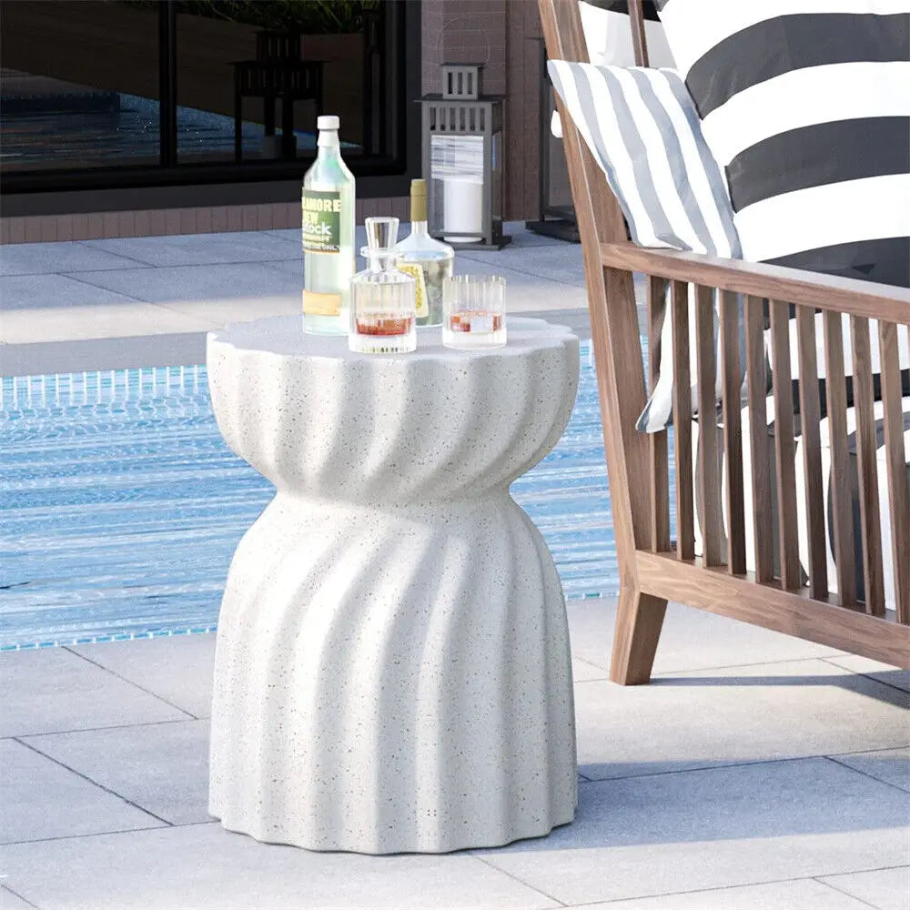Contemporary Lightweight Concrete Accent Side Table/ Patio Hourglass /Side End Table/ Garden Stool/ Living Room/ Office