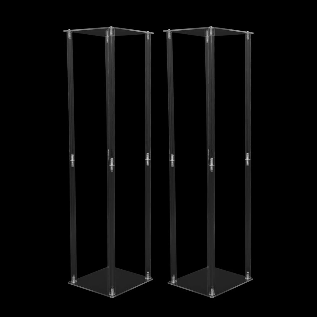 2PCS Acrylic Clear Wedding Flower Stand 100cm Wedding Geometric Flower Vase Column Stand for Wedding Party Table Centerpiece