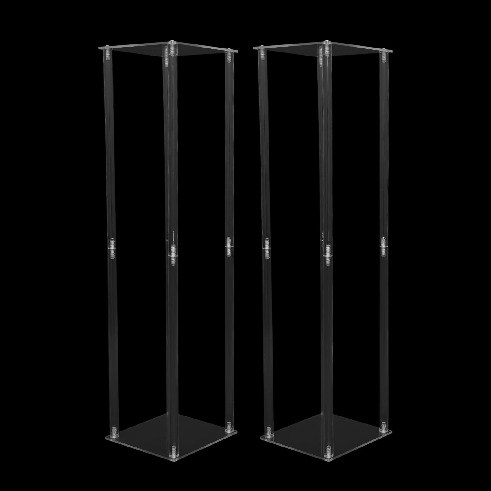 2PCS Acrylic Clear Wedding Flower Stand 100cm Wedding Geometric Flower Vase Column Stand for Wedding Party Table Centerpiece