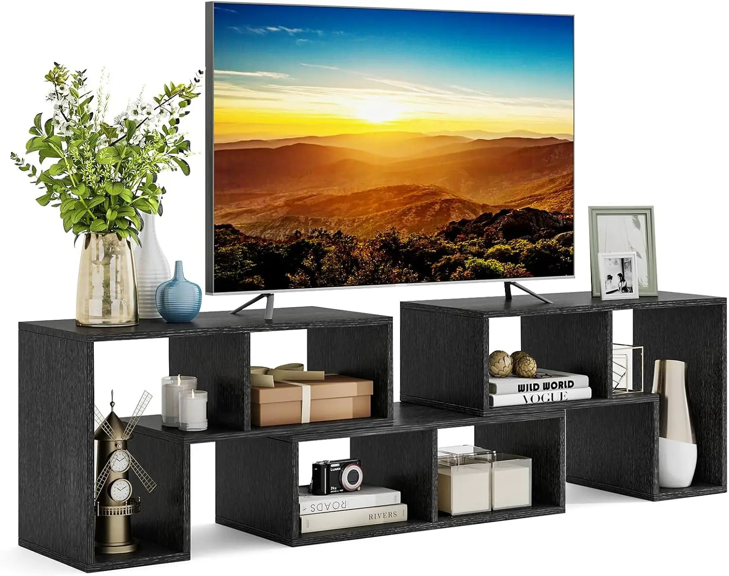 3 Piece Console TV Stand, Free-Combination Entertainment Center for 50/ 55/ 60/ 65 Inch TV, Minimalist Modern TV Media Stand