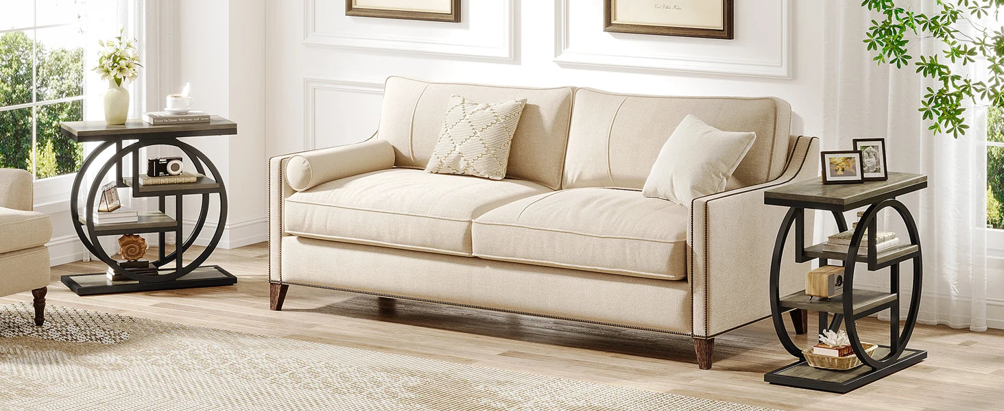 End Table for Living Room and Bedroom, 4-Tier Narrow Side Table with Storage Shelves