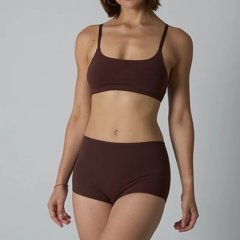 Simple High Elasticity Lingerie Sport Set/ Women Casual Cotton Adjustable-strap Seamless Bras/Low Waist Boxer Chic Briefs Sets