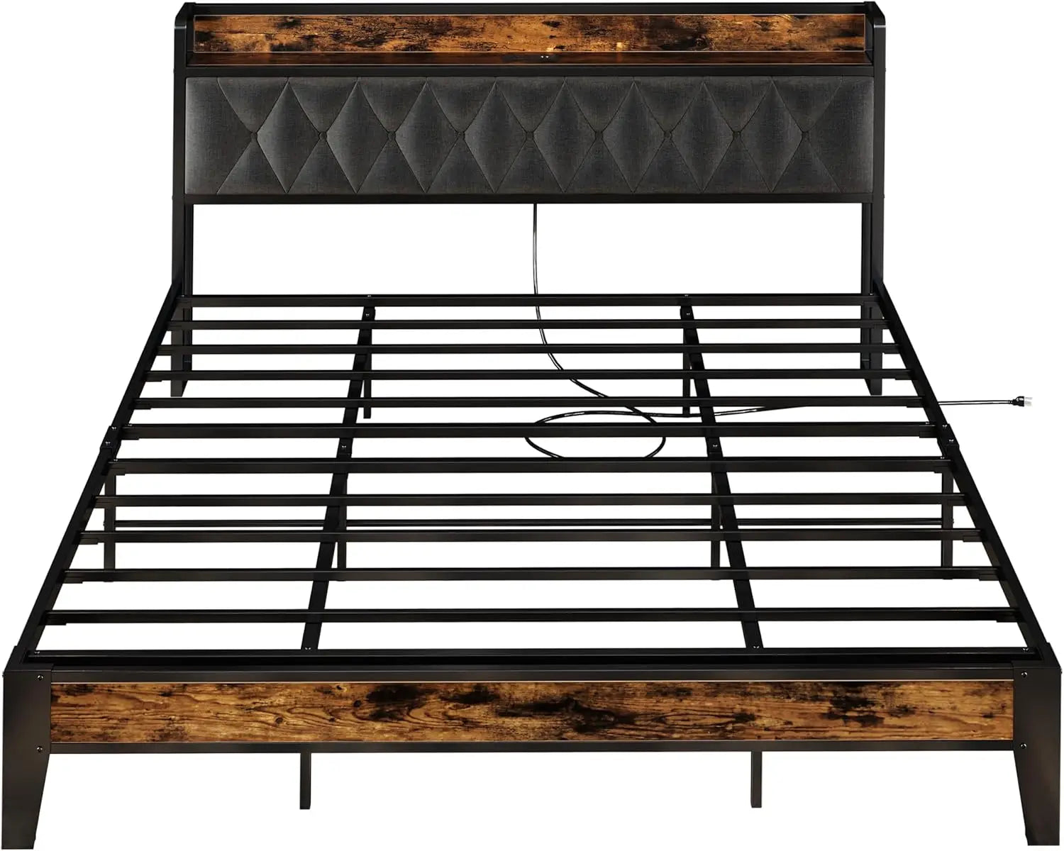 ANCTOR Twin-XL/Full/Queen/King Bed Frames, Storage Headboard with Outlets, No Noise, No Box Springs Needed