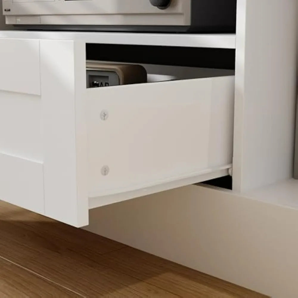70.9" W 3-in-1 Wall Unit Entertainment Center with Bookshelves, TV Stand/ Media Console Table with 11 Shelves & Drawers