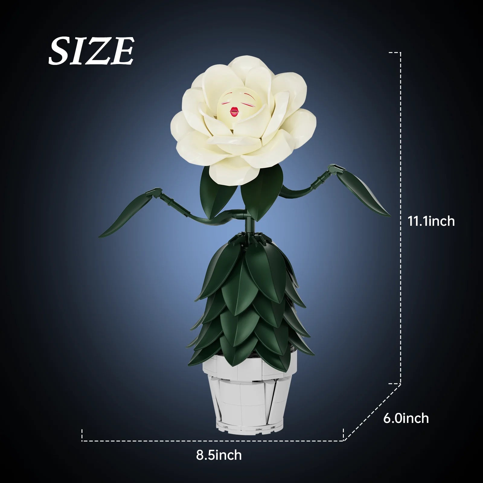 Wonderland Flower Building Blocks Sets/ White Rose/ Artificial Model/ Home/ Room Decoration/ Office/ Desktop Ornament Gifts for Women/ Girls