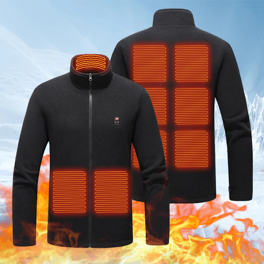 9 Heated Area Intelligent Heating Coat/ USB Charging Heating Jacket/ 3 Gear Temperature Heated Insulated Jackets for Hiking-Skiing