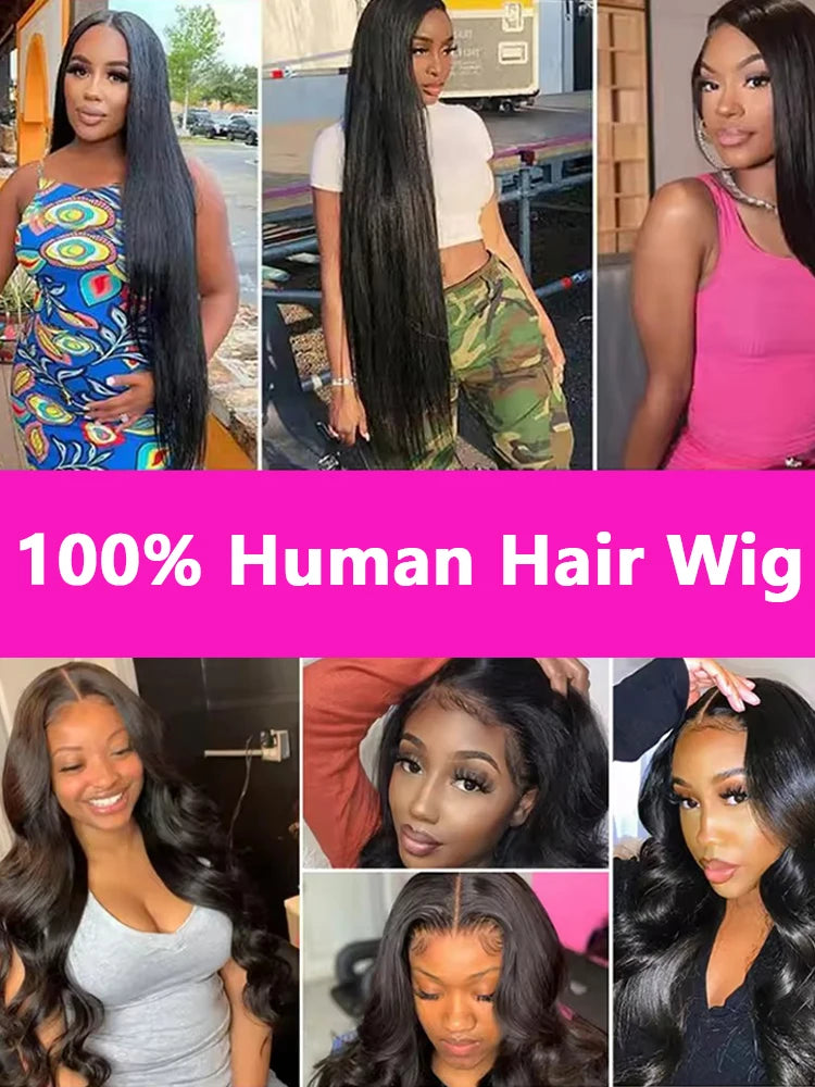 40 46Inch Body Wave Wigs Human Hair 13x6 13x4 HD Lace Frontal 100% Human Hair Wig For Black Women 250 Density Lace Closure Wigs