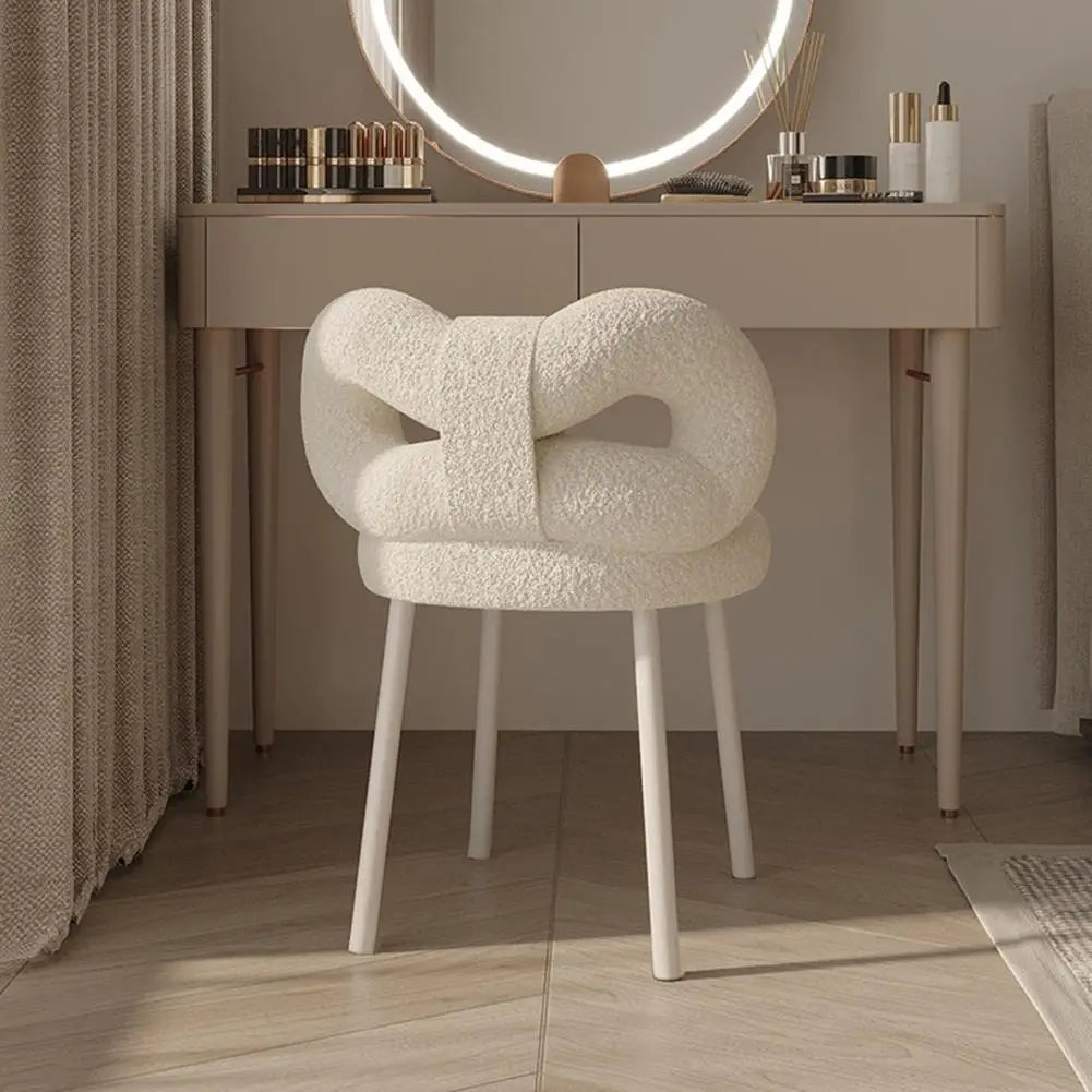 Vanity Stool with Bowknot Backrest Living Room Women/Girls Bedroom Makeup Chair
