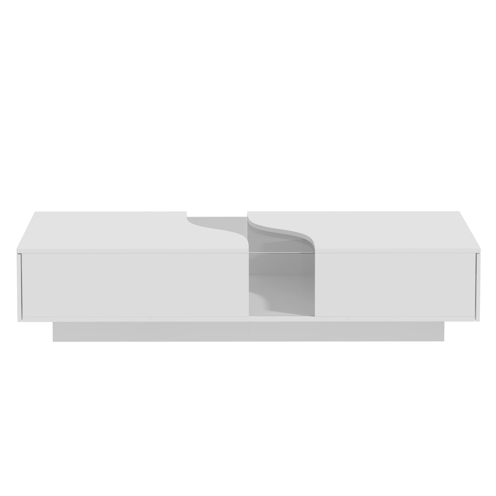 55.1'' Wide Modern Coffee Table With 2 Drawers & LED Lights, Coffee Table With Spacious Tabletop, For Living Room