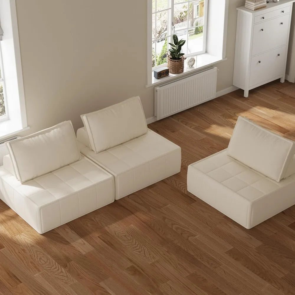 Modular Sectional Loveseat, 2-Piece Deep Seat Corduroy Lounge Sofa with Movable Cushions, Small Loveseat Couch for Living Room