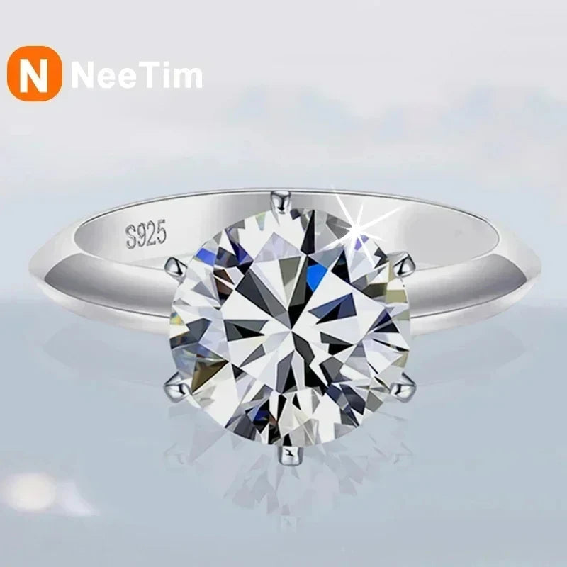 0.5-5ct Moissanite Ring For Women 925 Sterling Silver with White Gold Plated Lab Diamond Engagement/ Wedding Band/ Jewelry