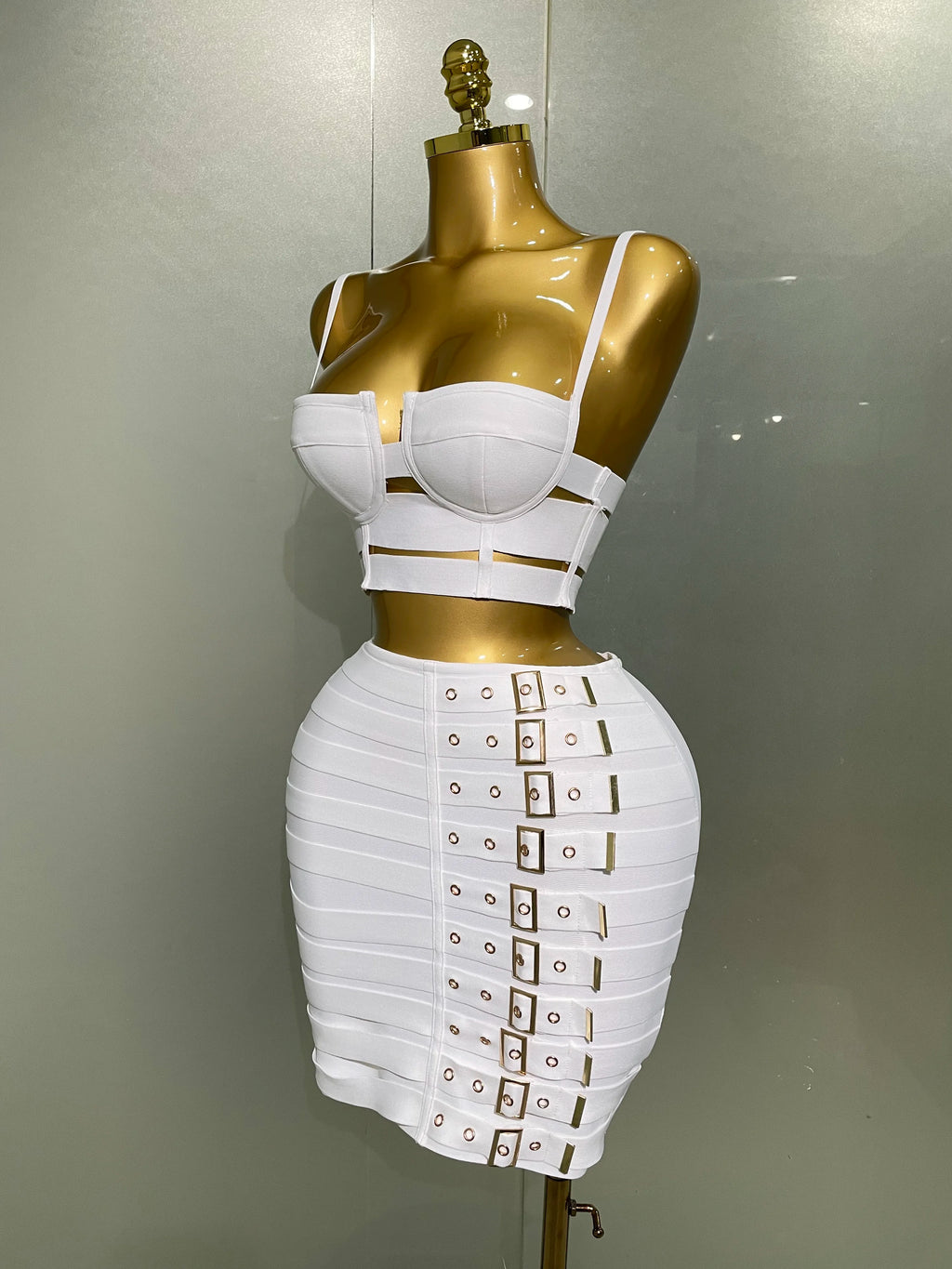 2025 New Arrival High Quality Women Sexy Bandage Tops Fashion Pencil Skirts Set/ Nightclub Party Celebrate Women's Set