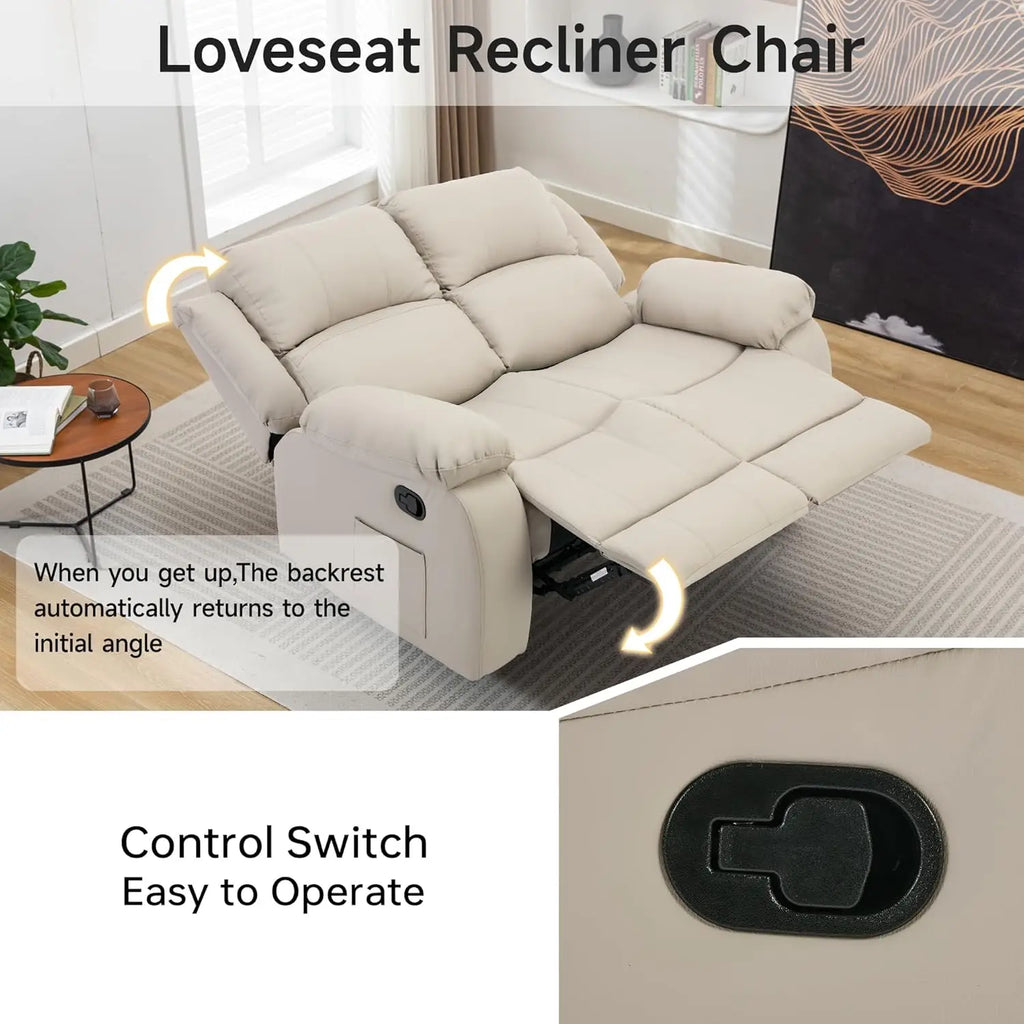 Reclining Loveseat Sofa Leather Recliner Couch 2 Seater Sofa, Home Theater Seating