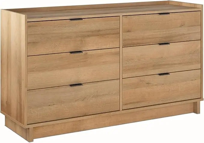 Customizable Contemporary 6-drawer Double Dresser For Master Bedroom, Sleek Storage Furniture, 52.5" W X 16" D X 29.5" H