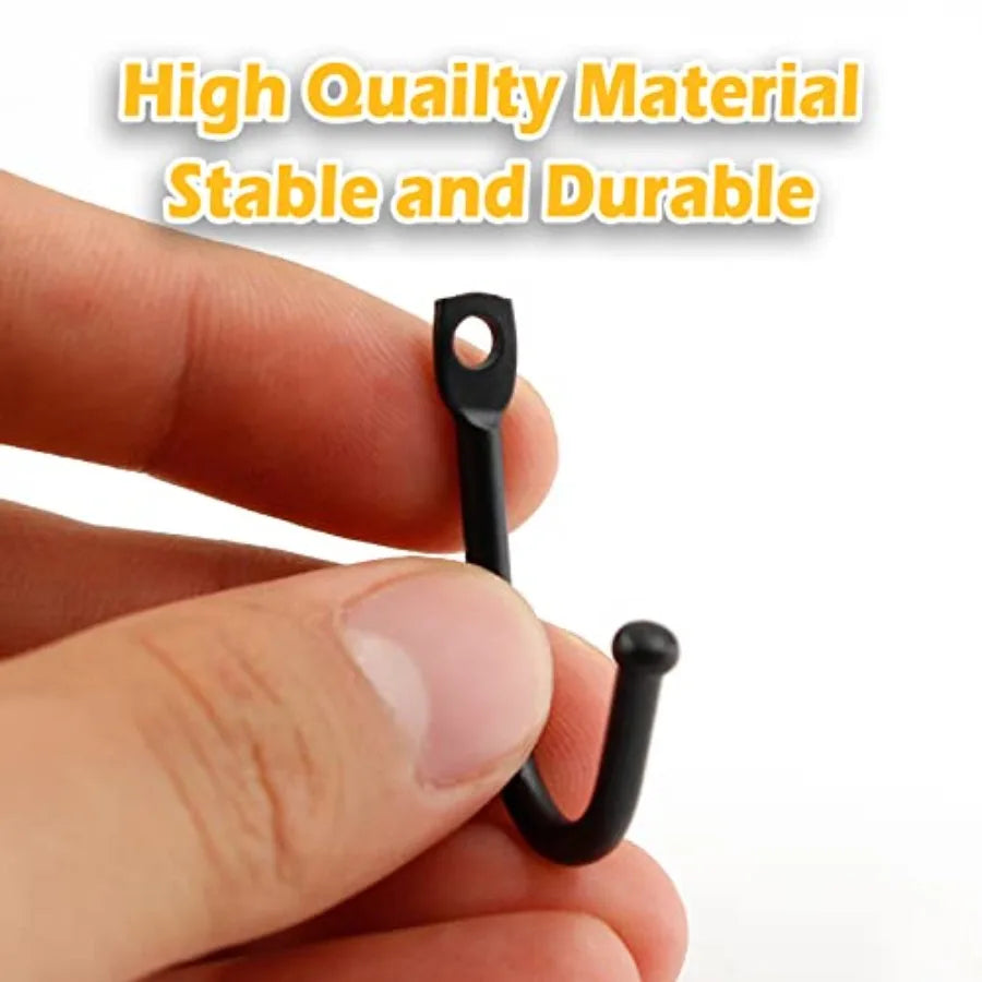 10 Pcs Black Single Prong Wrought Iron Hooks with Screws/ Decorative Colonial Wall Hooks, For Keys, Hats, Clothes, Towels