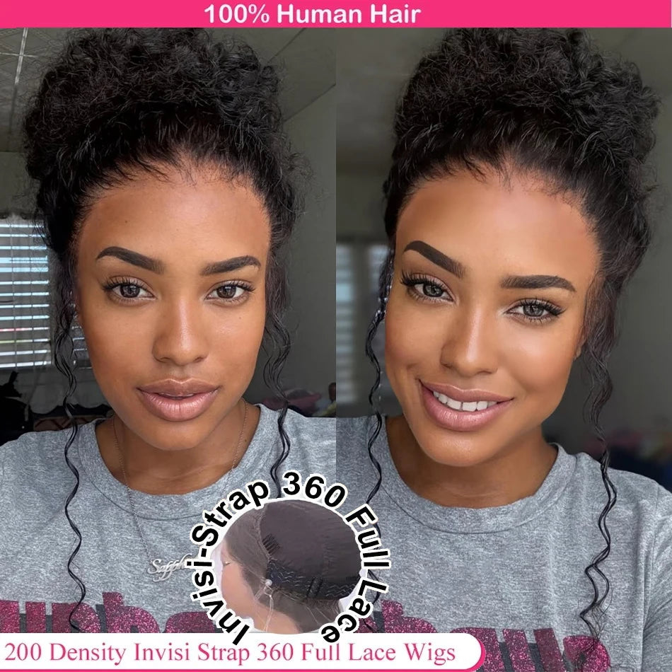 360 HD Full Lace Curly Wigs Human Hair Pre Plucked 13x6/ 13x4 Lace Frontal Wig/ Deep Wave Glue Less Human Hair Ready To Wear 30Inch