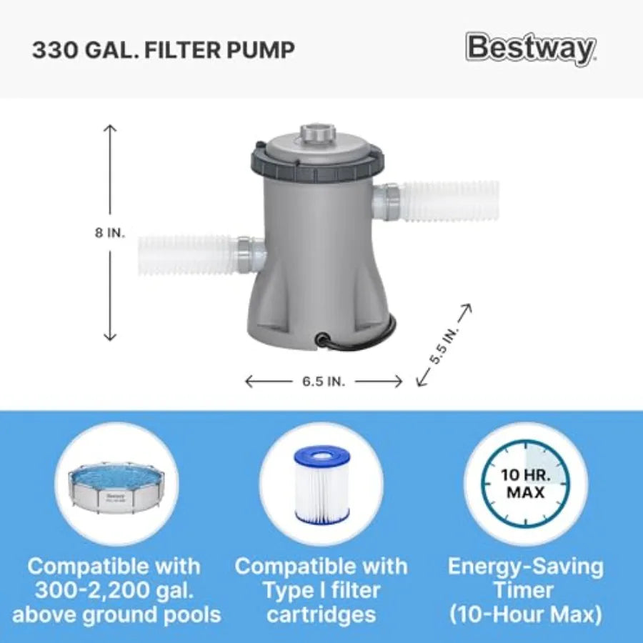 Steel Pro MAX 10' x 30" Above Ground Pool/ Round Metal Frame/ Outdoor Swimming Pool Set with Filter Pump and Type I Cartridge