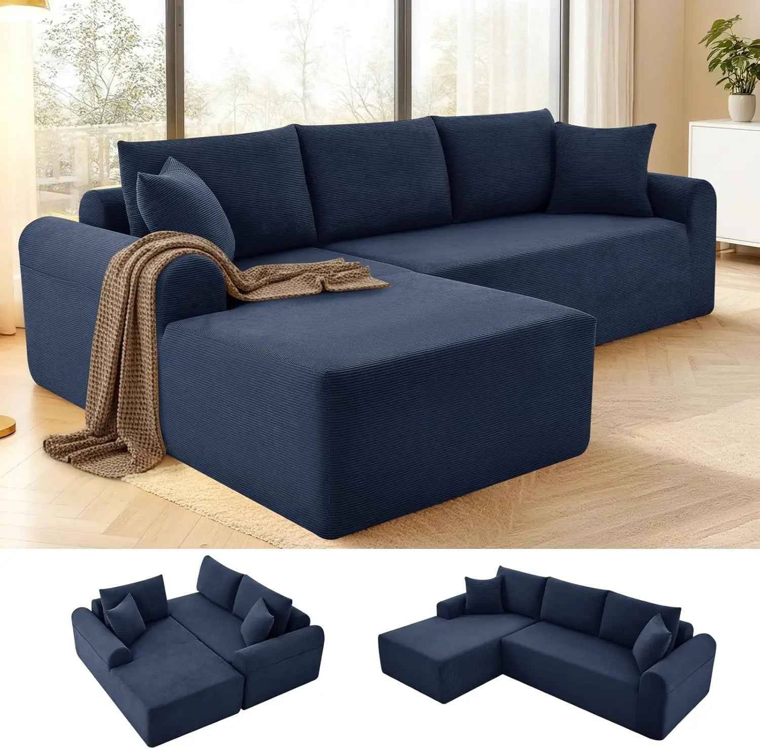 Cloud Modular Sectional Couch for Living Room,Modern L-Shape Sofa with Chaise, Upholstered, 103"