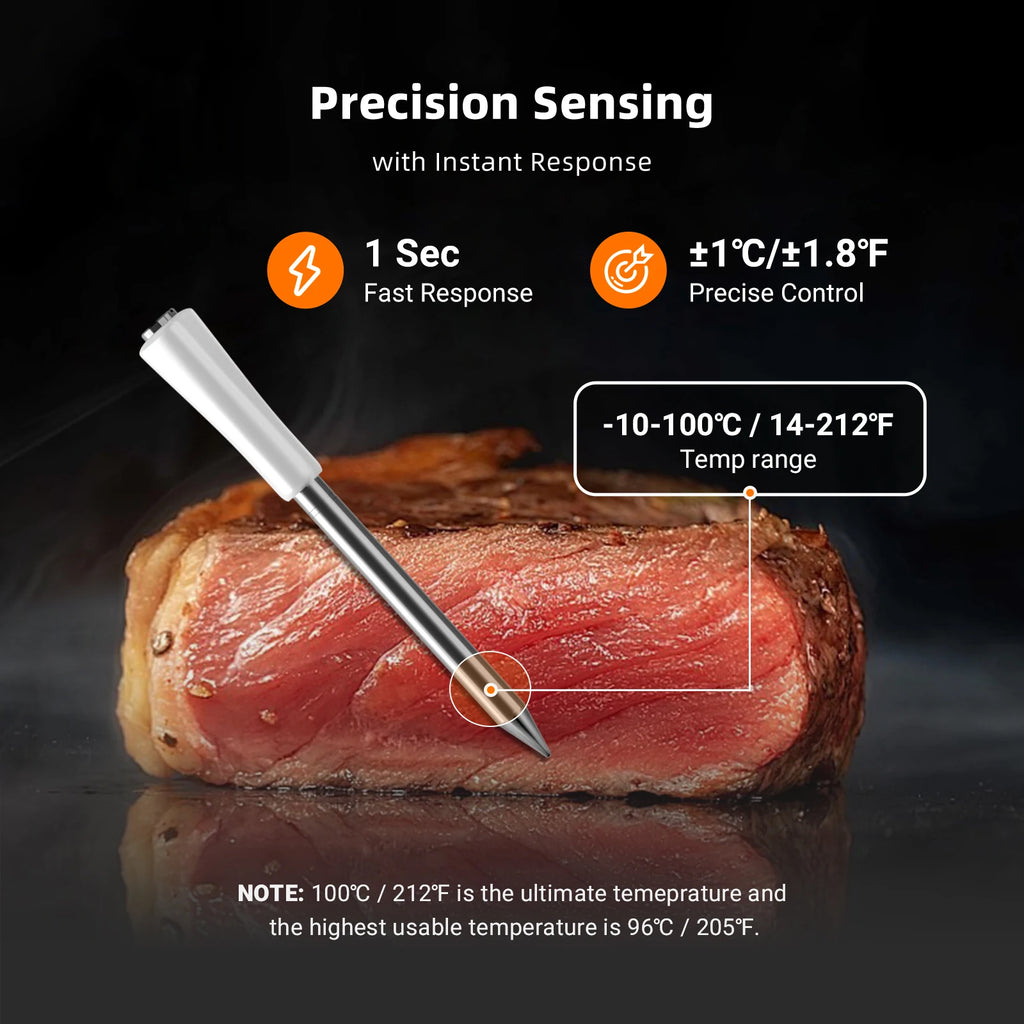 INKBIRD INT-11I-B Mini Wireless Meat Thermometer, Bluetooth 5.4 1000ft, 1s Response, IP67, 26 Presets, LED Display, for BBQ/Gril