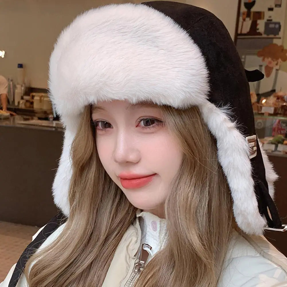 Thick Warm Russian Ushanka Fur Hat Fashion Male/ Female Winter Hat Black Grey Earflap Ski Russian Cap Bomber Hat Gifts