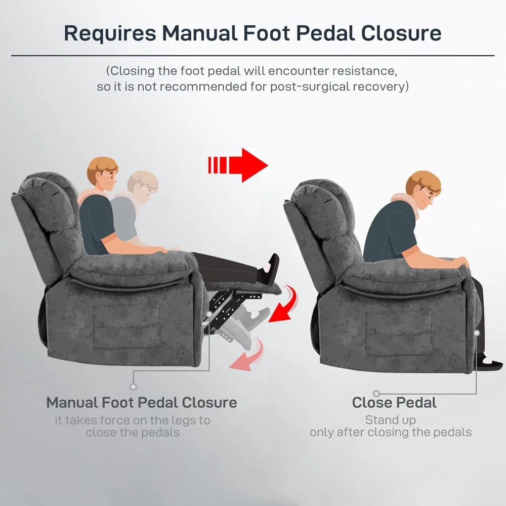 The New-Recliner Chair Modern Ergonomic Lounge Single Sofa Seat Living Room Gravity Recliners Foam Filling 2 Cup