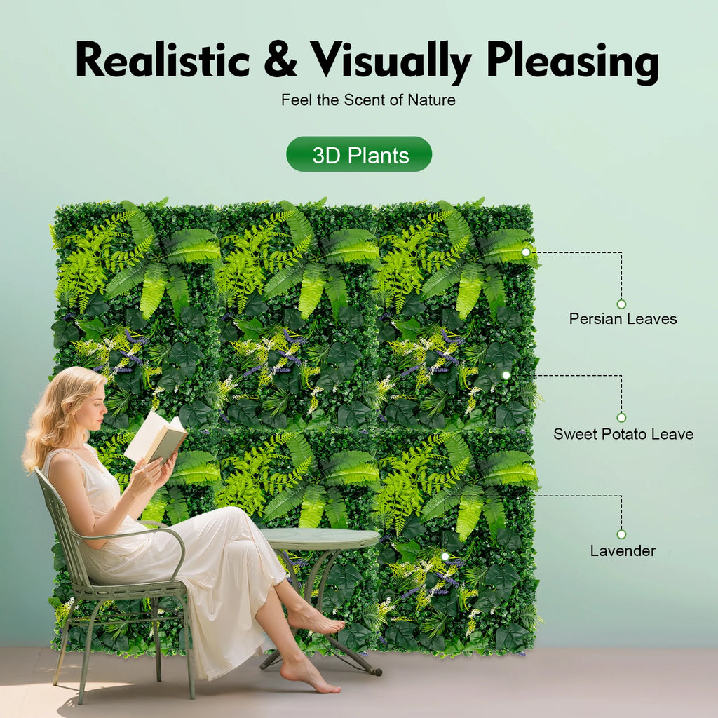 6PCS 60x40cm Artificial Grass Backdrop Wall, Greenery Walls，Greenery Backdrop for Indoor/Outdoor, Wedding, Garden, Home
