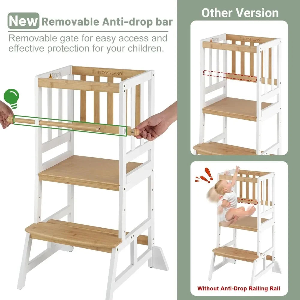 Customizable-Toddler Standing Tower - Adjustable Height Toddler Kitchen Stool Helper - Kids Kitchen Step Stool