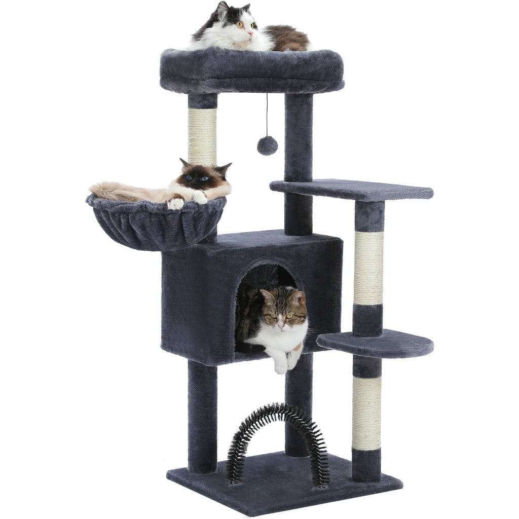 Cat Tree with Toy Cat Tower Condo for Indoor Cats/ Cat House with Padded Plush Perch Cozy Hammock and Sisal Scratching Posts