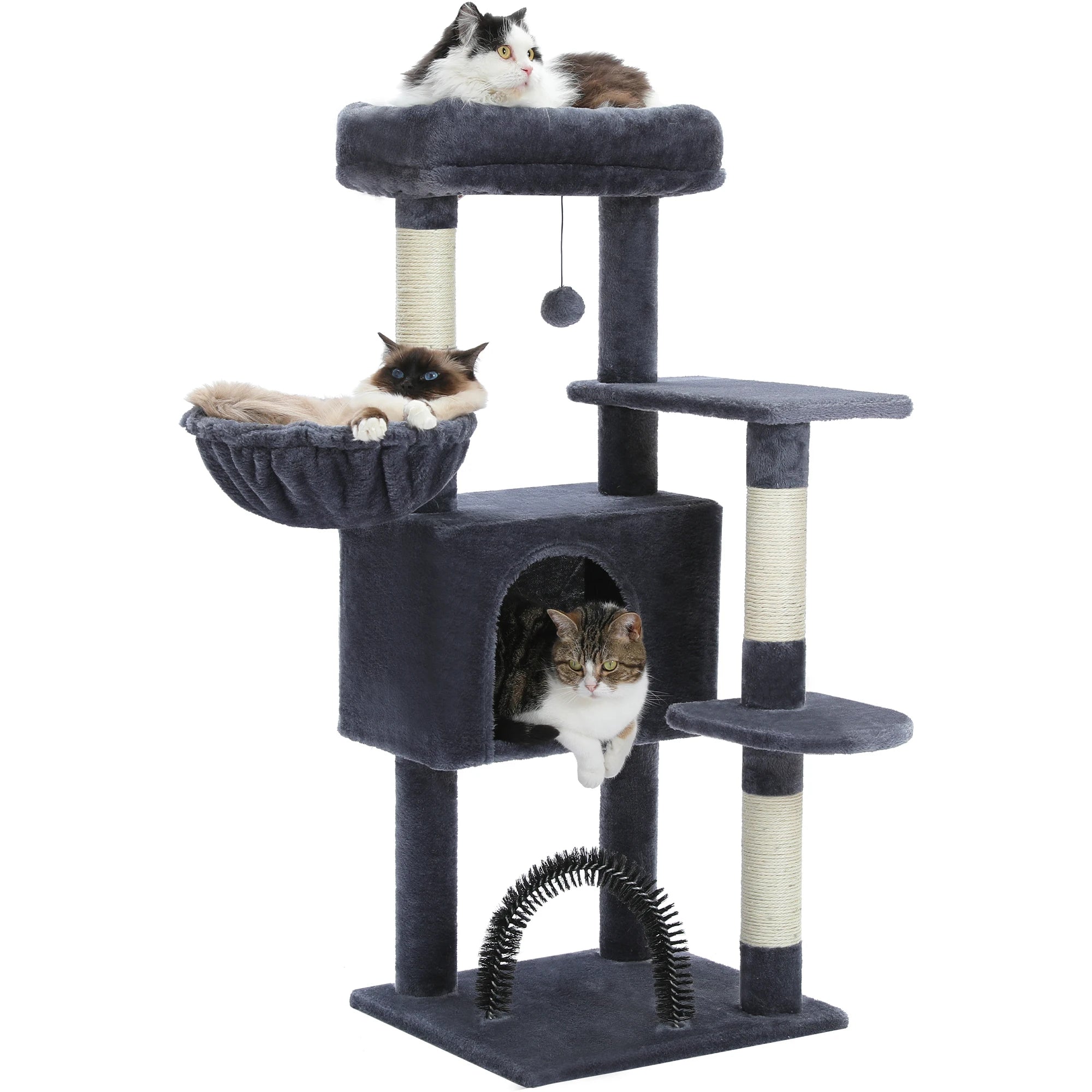 Cat Tree with Toy Cat Tower Condo for Indoor Cats/ Cat House with Padded Plush Perch Cozy Hammock and Sisal Scratching Posts