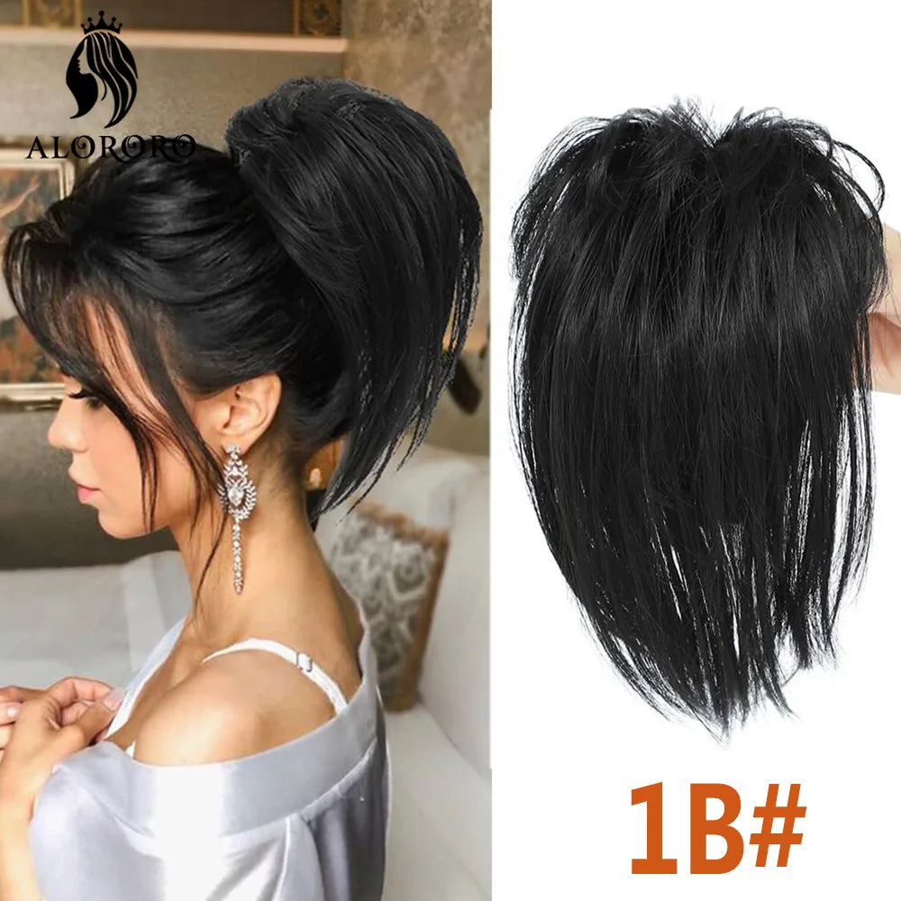 Synthetic Claw Clip Hair Bun Straight Chignon Bun Ponytail Hair Extensions Tousled Updo Hair Buns Claw Clip Ponytail Hairpice
