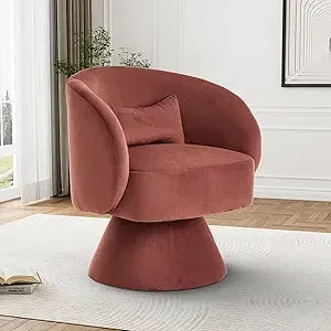 Swivel Barrel Chair, 360 Degree Modern Small Round Boucle Sherpa Swivel