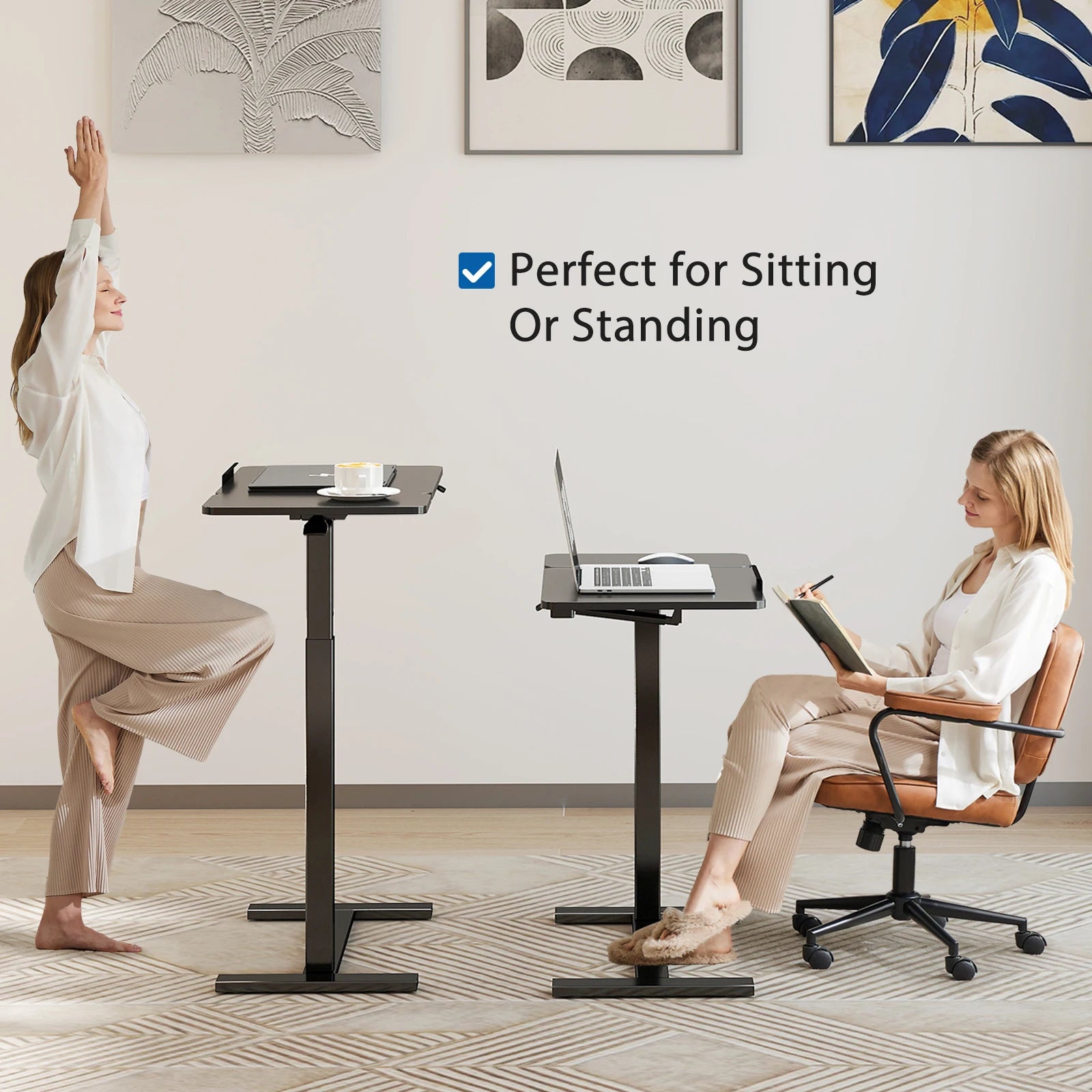 Overbed Bedside Flip Lap Desk with Wheels and Tilt Top Adjustable Height Home Use Bed Table Mobile Standing Desk For Bedroom