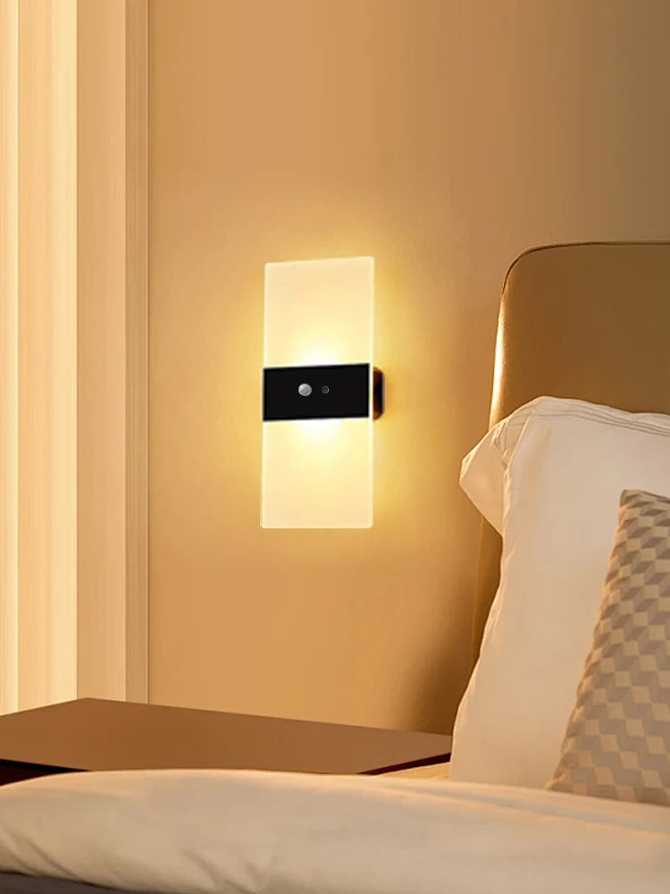 USB Recharge Wall Lamp/ Touch Motion/ Sensor Switch/ Indoor Acrylic Night/ Lights Bedroom/ Bedside/ Wall Sconce/ Nordic LED Wall Light