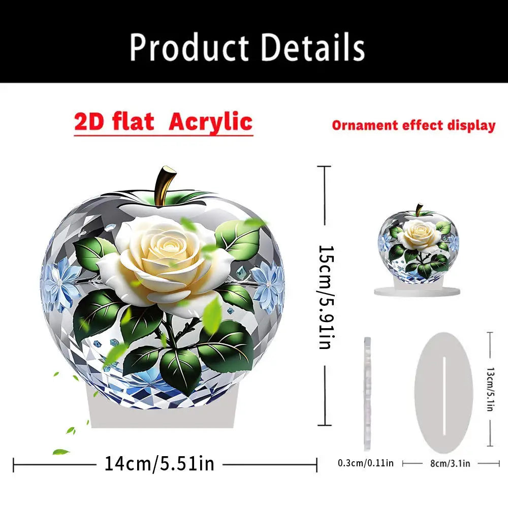 Clear Apple Collectible Figurines Crafts/ Crystal Apple Figurine Paperweight Home/ Office Handmade Statue Ornament Decoration