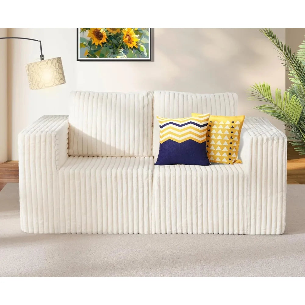 Modular Sectional Sofa 2 Seater Loveseat Modular Couch with Deep Seat Memory Foam Cloud Chair with Pillows Oversized Sectional