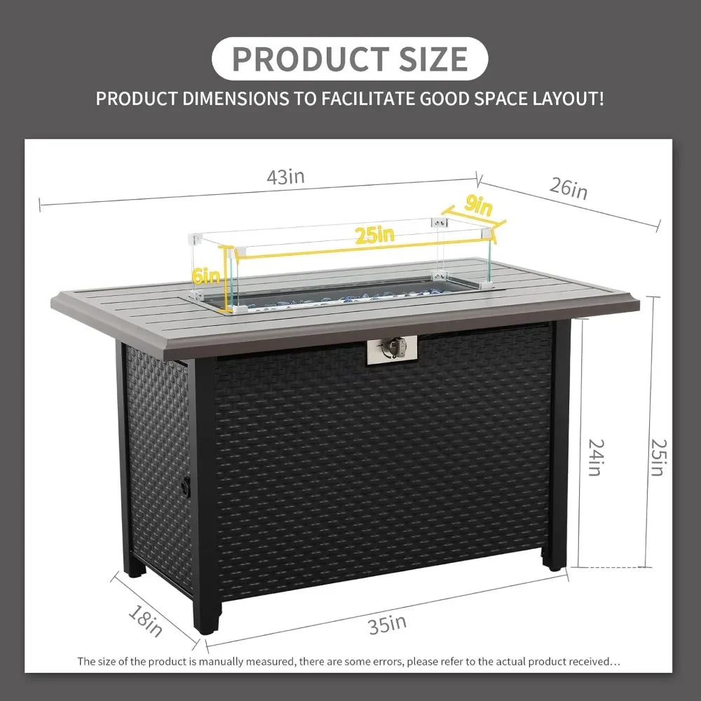 45 Inch Fire Table for Outside 60000 BTU Steel Gas Fire Pit Outdoor Fire Pit Table