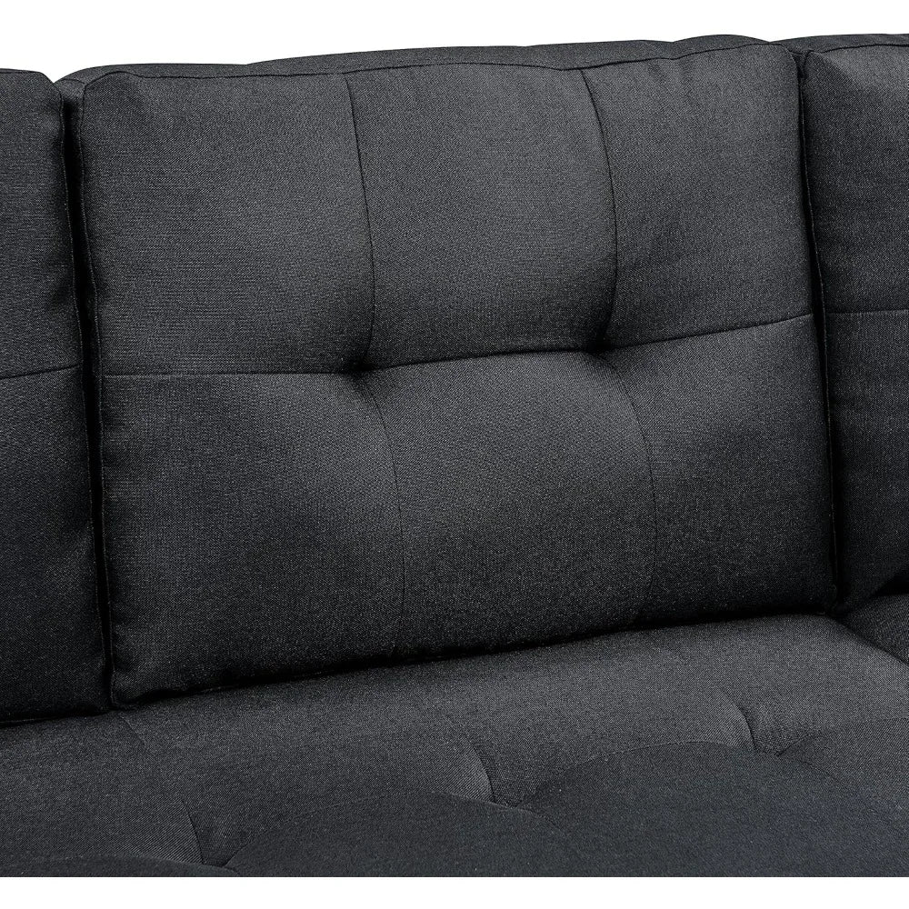 Modern 86" L-Shaped Sectional Sofa with Reversible Chaise, Storage, and Pull-Out Sleeper Bed for Living Rooms and Apartments