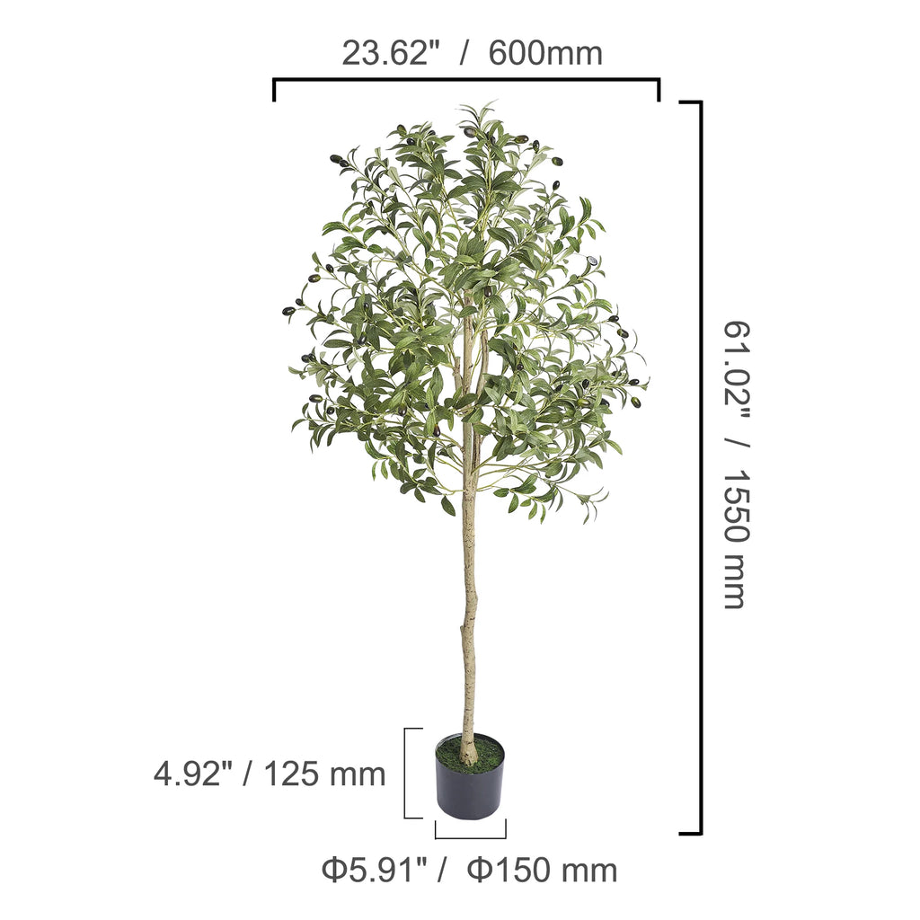 Artificial Olive Tree 4/5/6FT Tall Faux Plant/ Secure PE Material/ Anti-Tip Tilt Protection Low-Maintenance Tree for Home