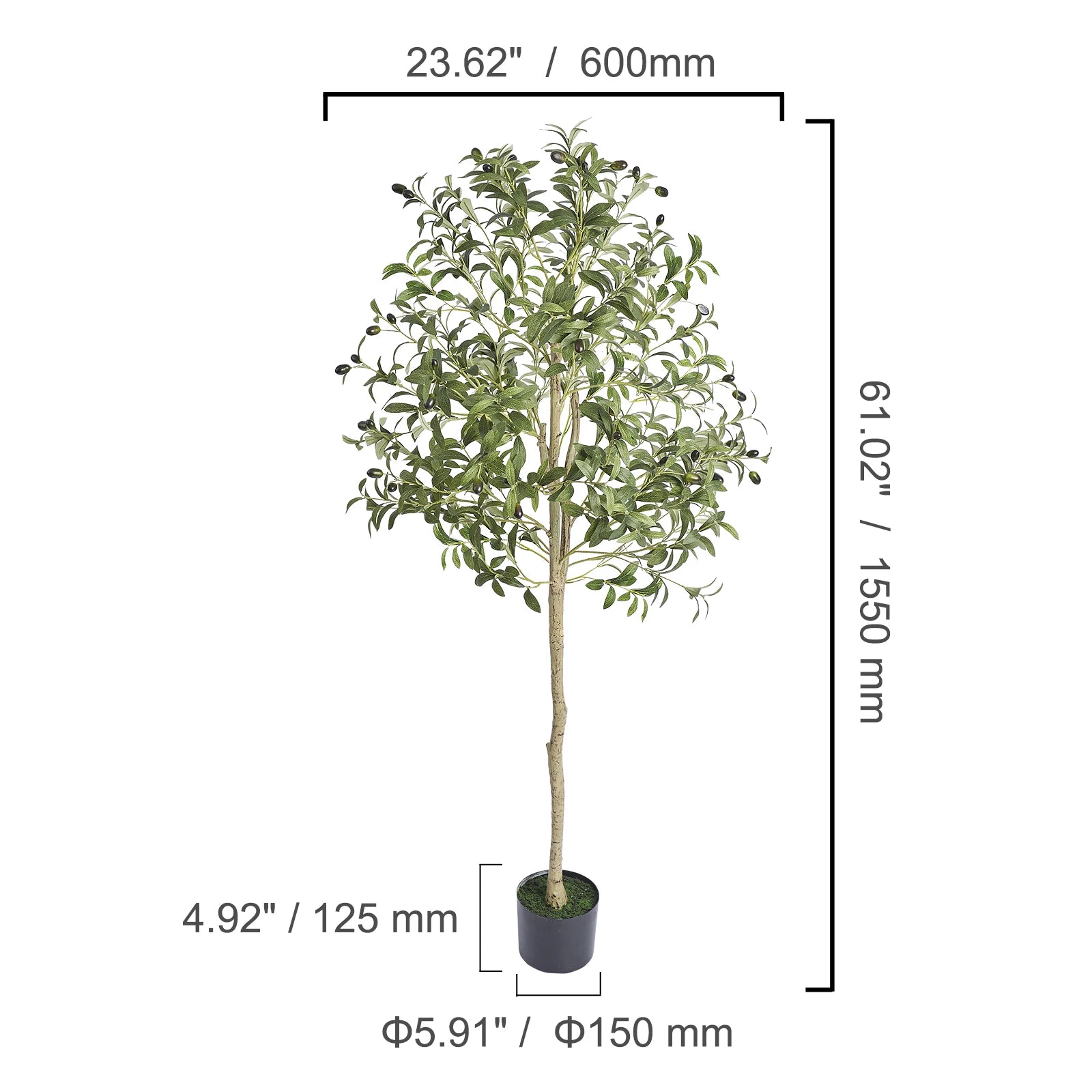 Artificial Olive Tree 4/5/6FT Tall Faux Plant/ Secure PE Material/ Anti-Tip Tilt Protection Low-Maintenance Tree for Home