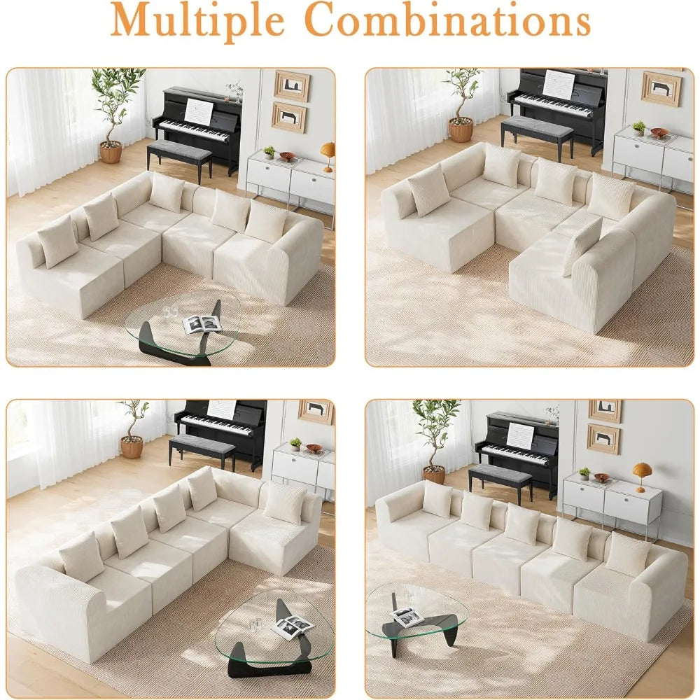 L-Shape Modular Sectional Couch Deep Seat High Density Memory Foam Cloud