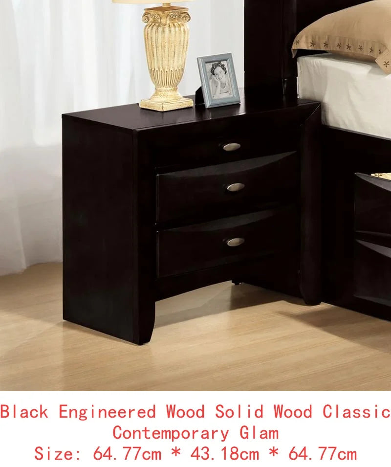 Contemporary King Size Bed with Footboard Drawers & Headboard Bookcase in Cherry Finish